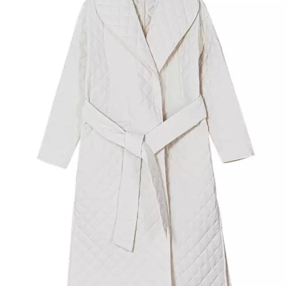 Spring Fashion Quilted Long Ivory Coat - Picture 4 of 9